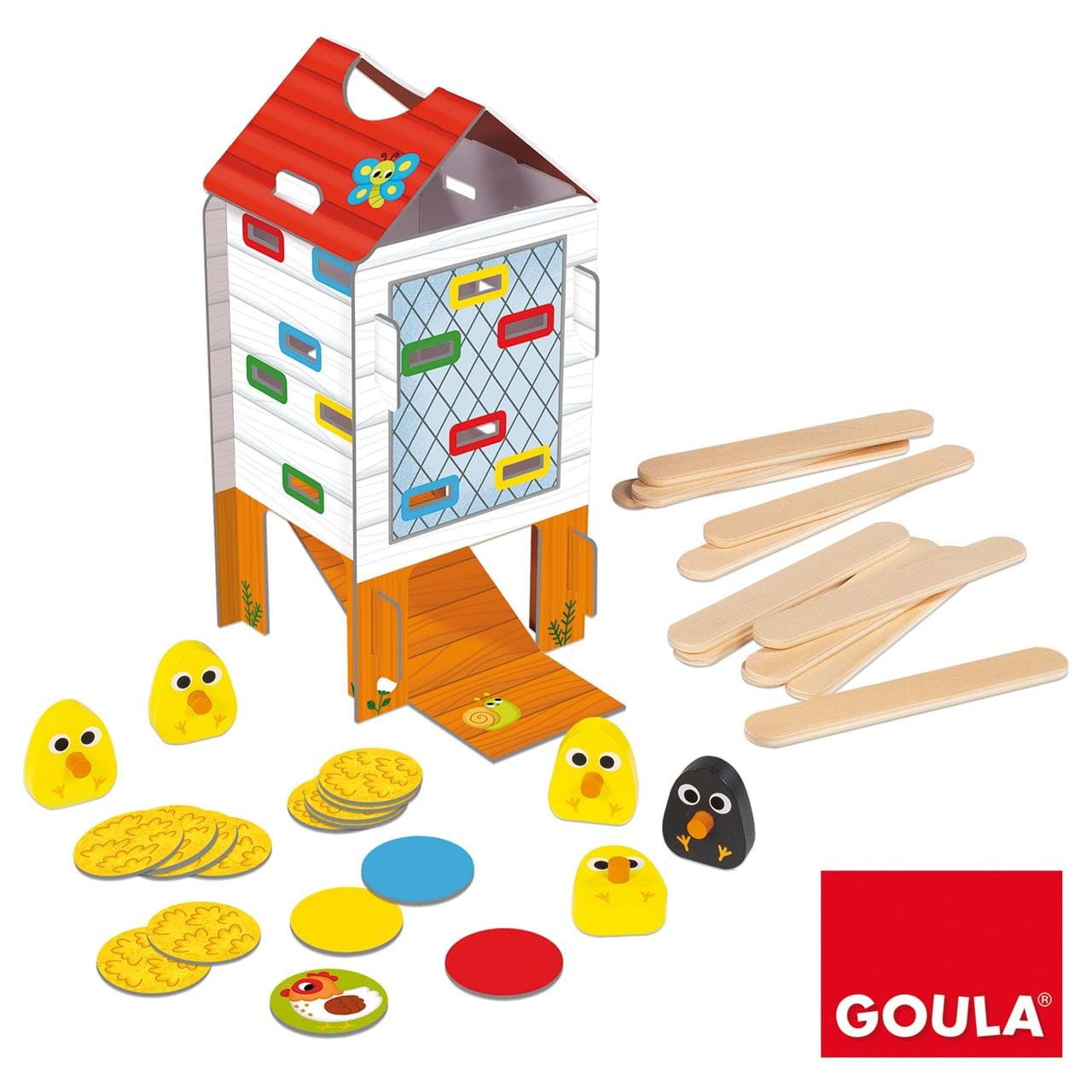 Juego habilidad ’Happy Chickens’ de madera Goula - Juguete