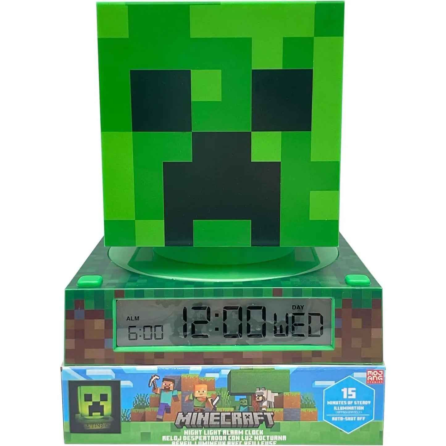 Lámpara infantil 3D con despertador MINECRAFT 25cm