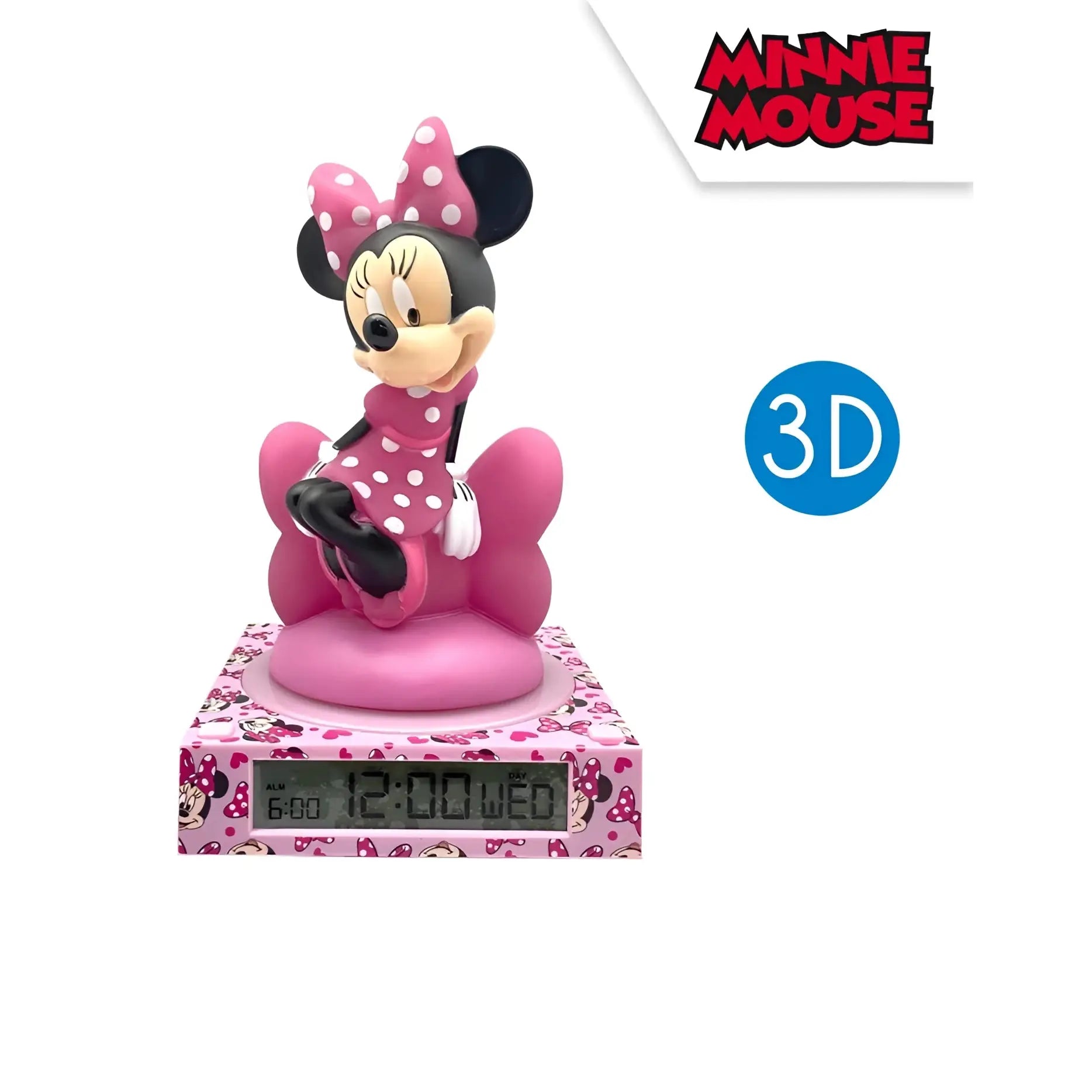 Lámpara infantil 3D con despertador MINNIE MOUSE 25cm