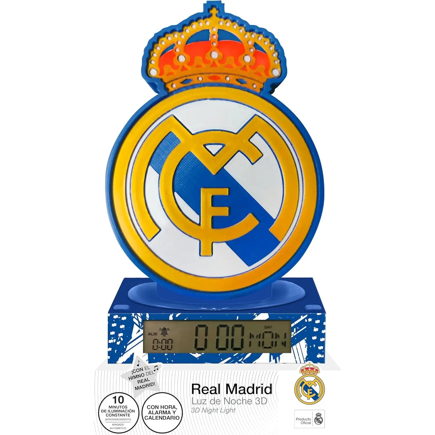 Lámpara infantil 3D con despertador REAL MADRID 25cm