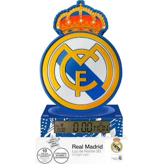 Lámpara infantil 3D con despertador REAL MADRID 25cm