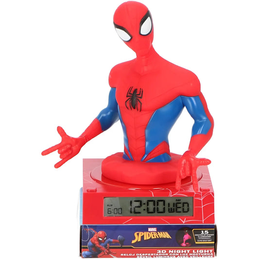 Lámpara infantil 3D con despertador SPIDERMAN 25cm