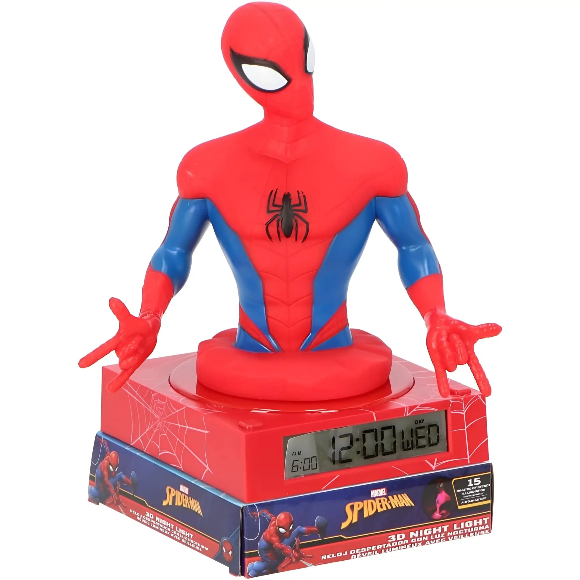 Lámpara infantil 3D con despertador SPIDERMAN 25cm