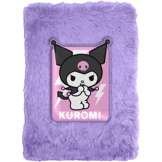 Libreta cuaderno A5 Kuromi Sanrio plush peluche suave - Estuche