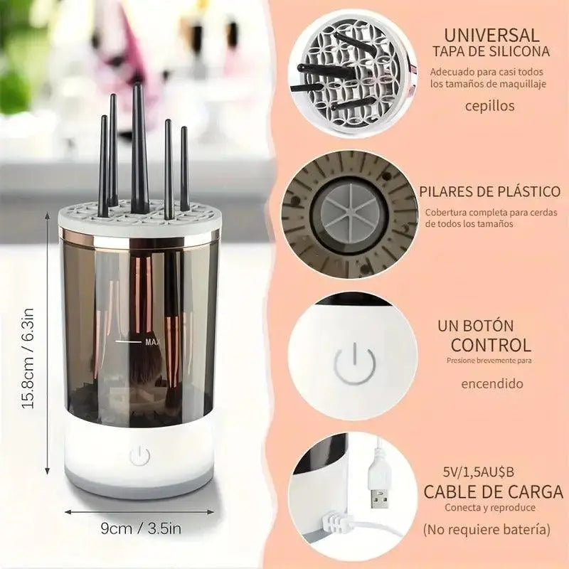 Limpiador de brochas maquillaje eléctrico con USB