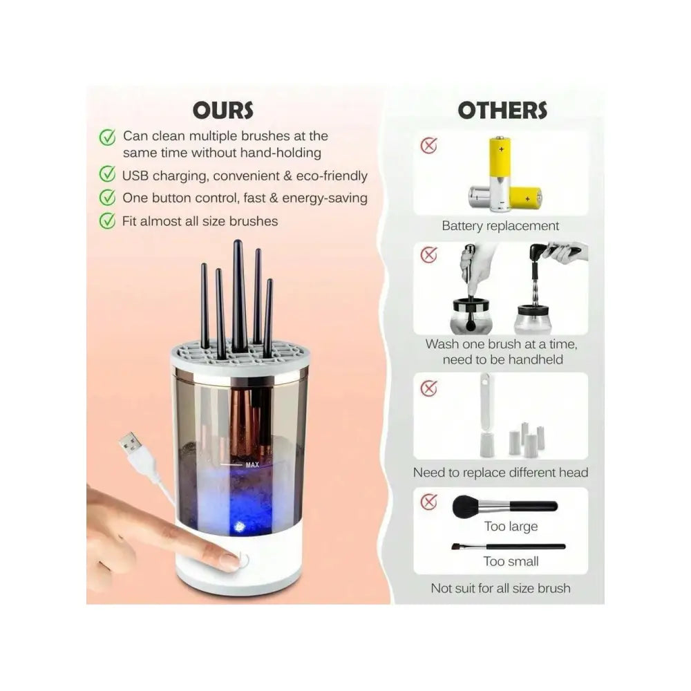Limpiador de brochas maquillaje eléctrico con USB