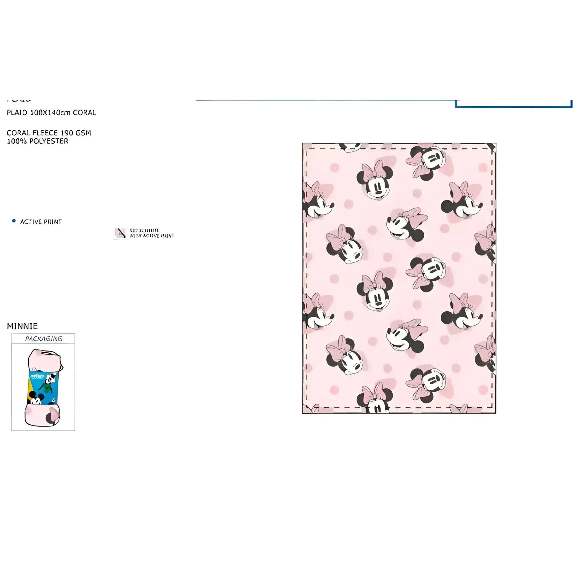 Manta coralina MINNIE MOUSE 100x140cm