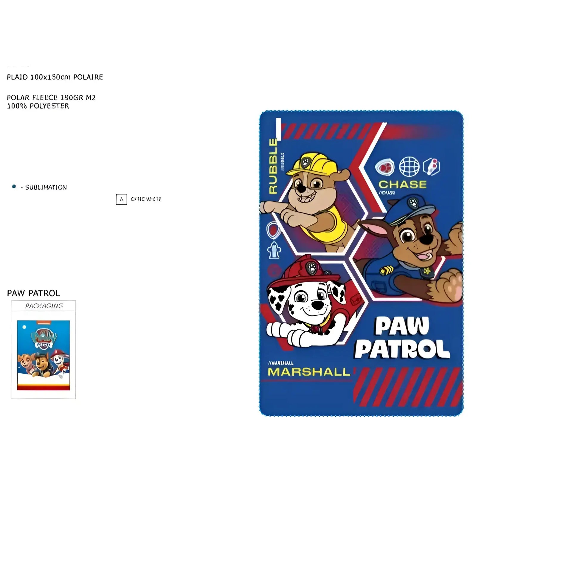 Manta polar PATRULLA CANINA 100x150cm