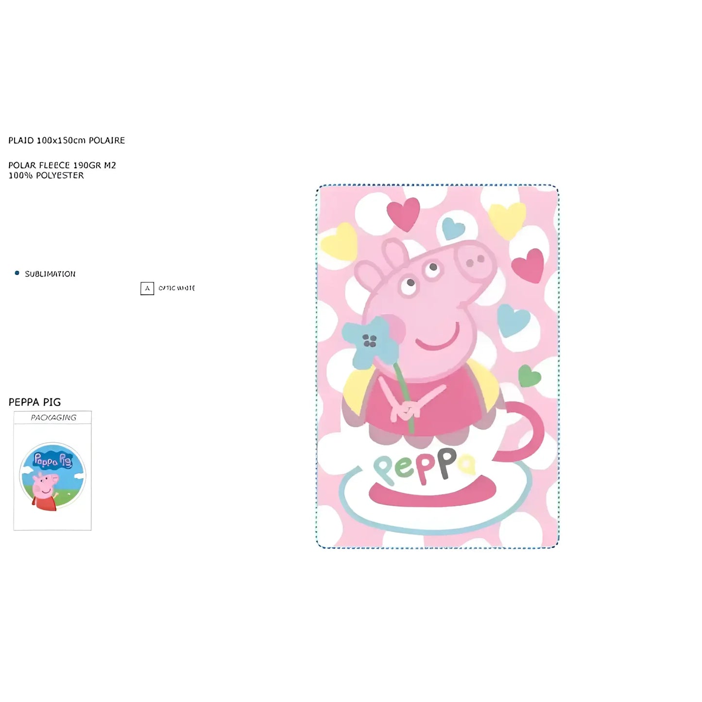 Manta polar PEPPA PIG 100x150cm