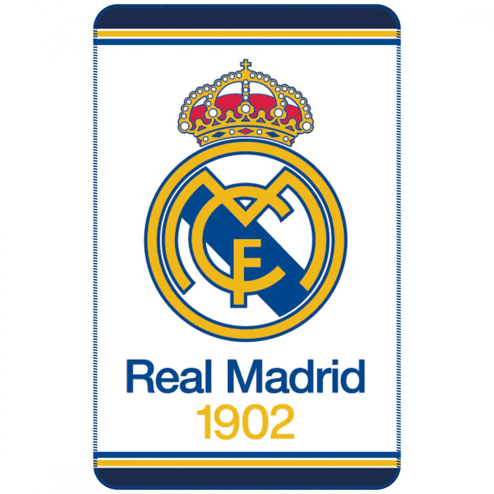 Manta coralina REAL MADRID blanca 150x95CM