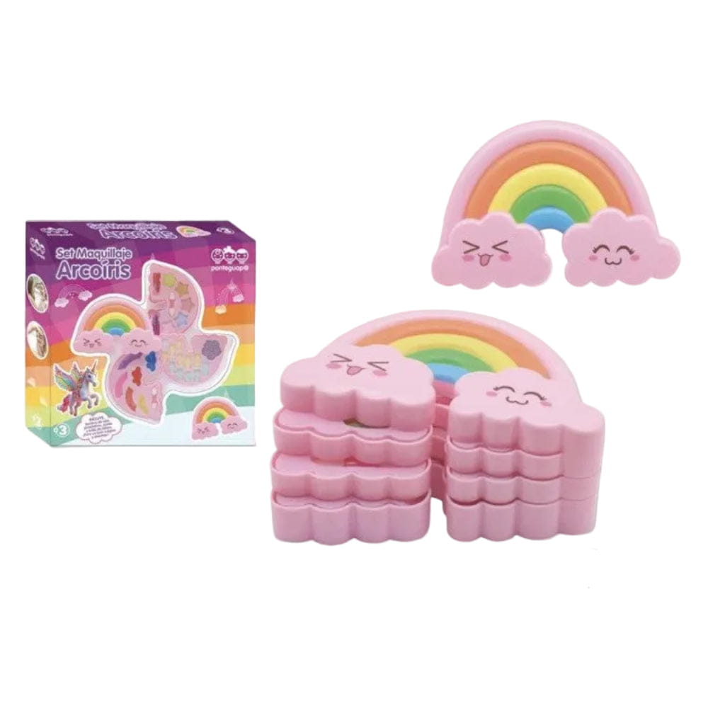Maquillaje arcoiris de 3 pisos - maletin