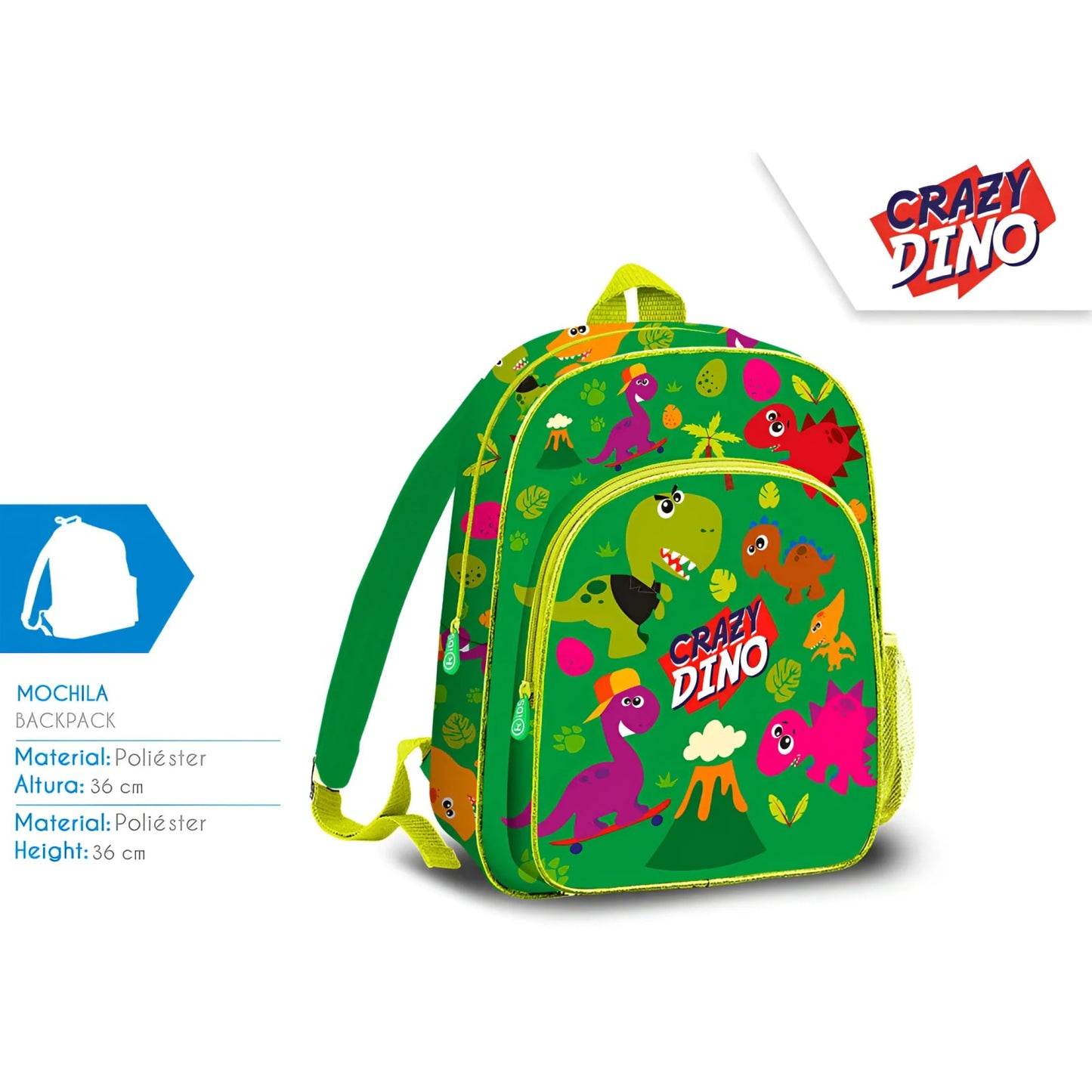 Mochila 36cm Crazy Dino - infantil