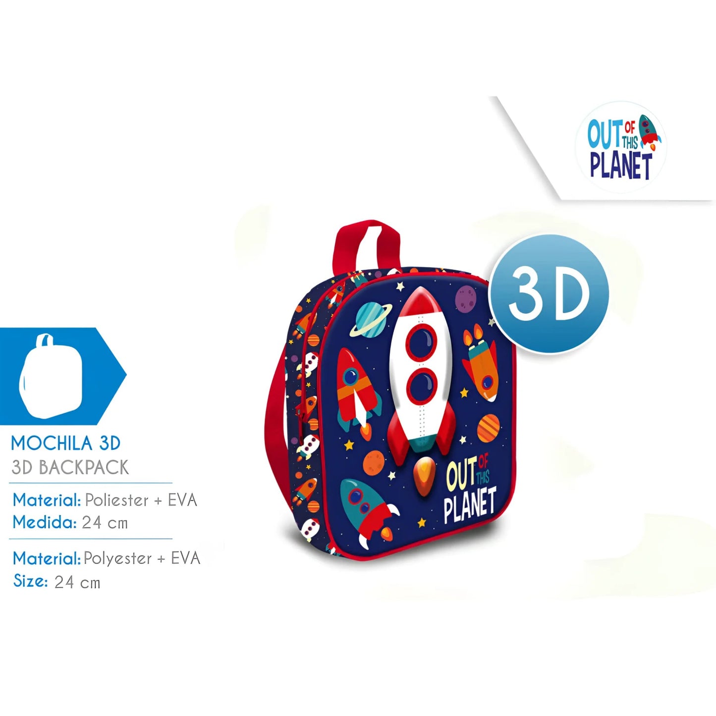 Mochila 3D 24cm Out Planet - infantil