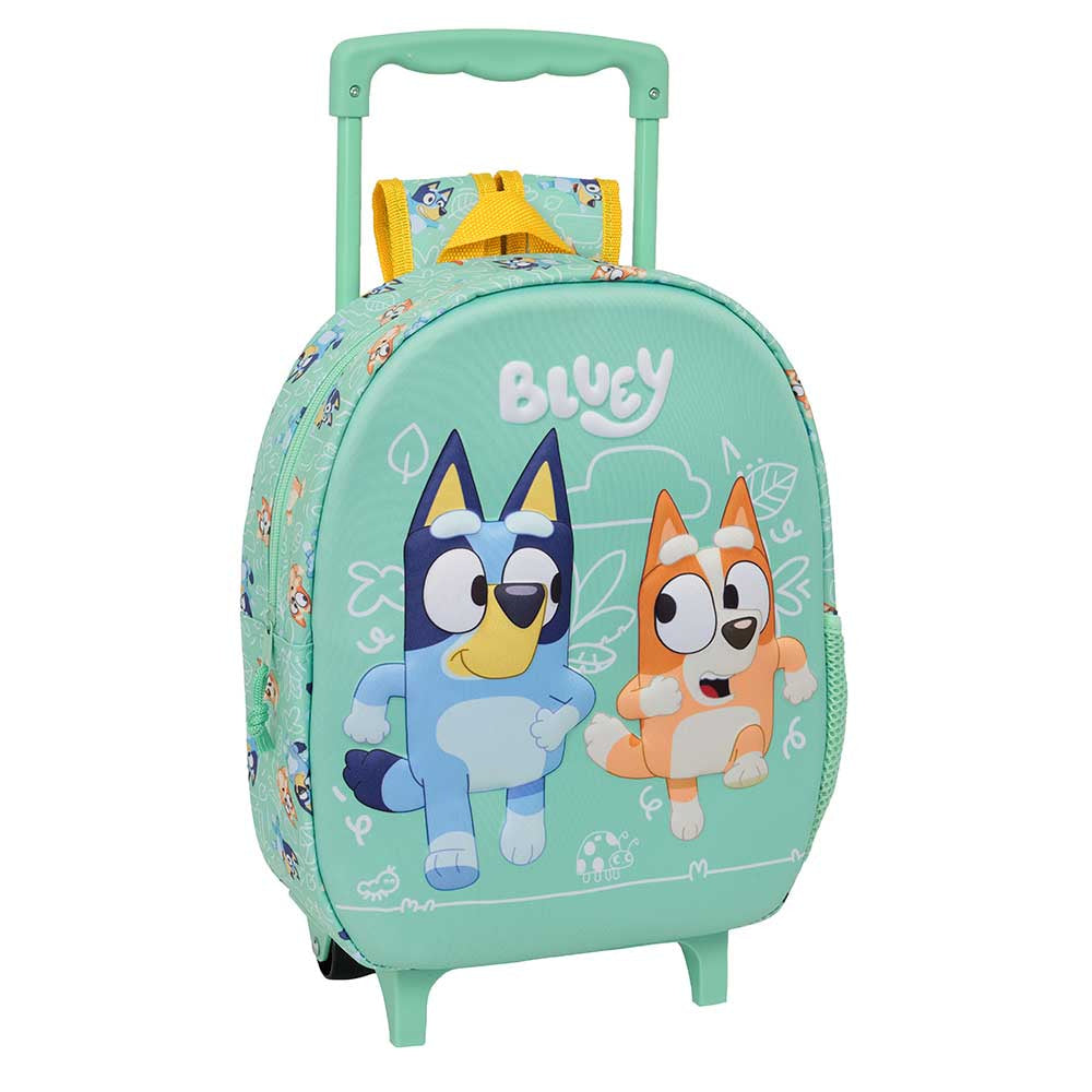 Mochila 3D Bluey y Bingo con carro 27x10x33cm