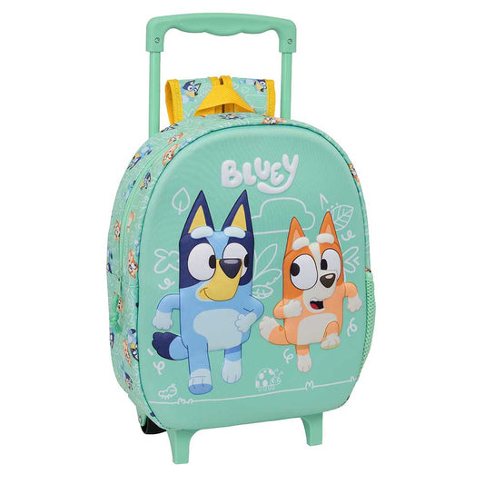 Mochila 3D Bluey y Bingo con carro 27x10x33cm