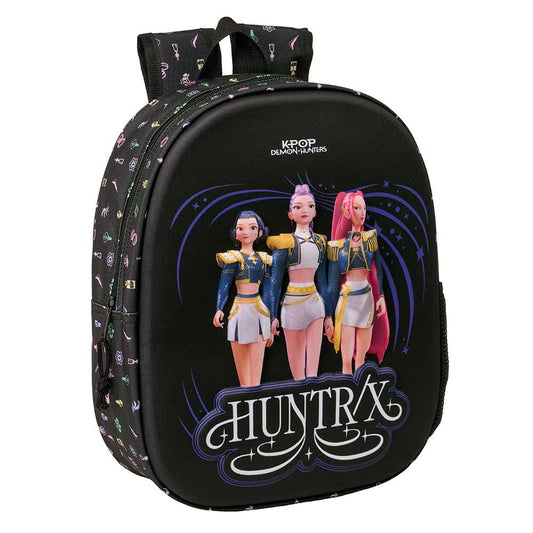 Mochila 3D K-POP Demon Hunters - Huntrix ’Sound’ negra 27x10x33cm