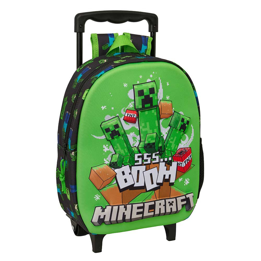 Mochila 3D Minecraft ’Boom’ con carro 27x10x33cm