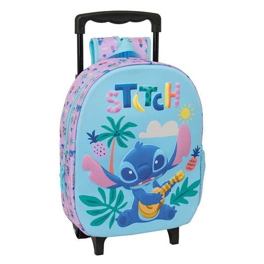 Mochila 3D Stitch ukelele Disney con carro 27x10x33cm