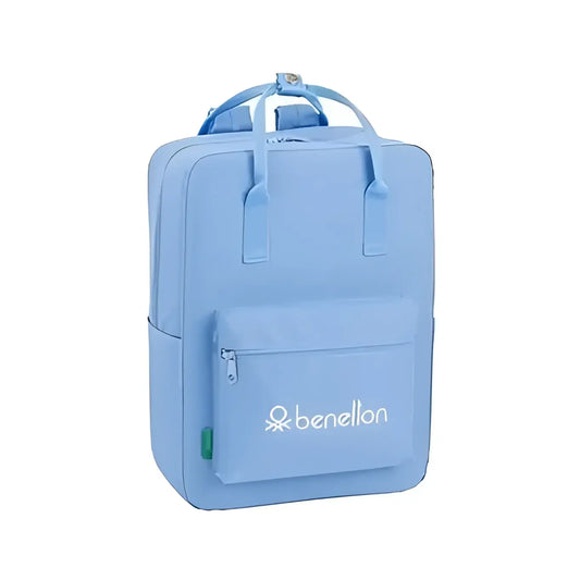 Mochila BENETTON azul claro con asas 27x13x38CM
