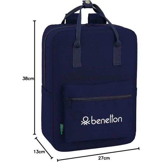 Mochila BENETTON azul navy con asas 27x13x38CM