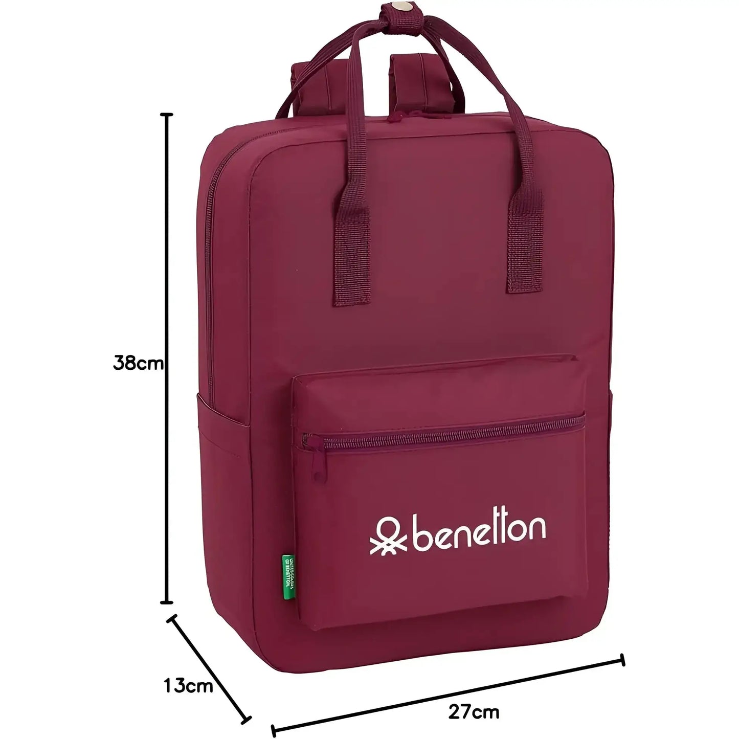 Mochila BENETTON burdeos con asas 27x13x38CM