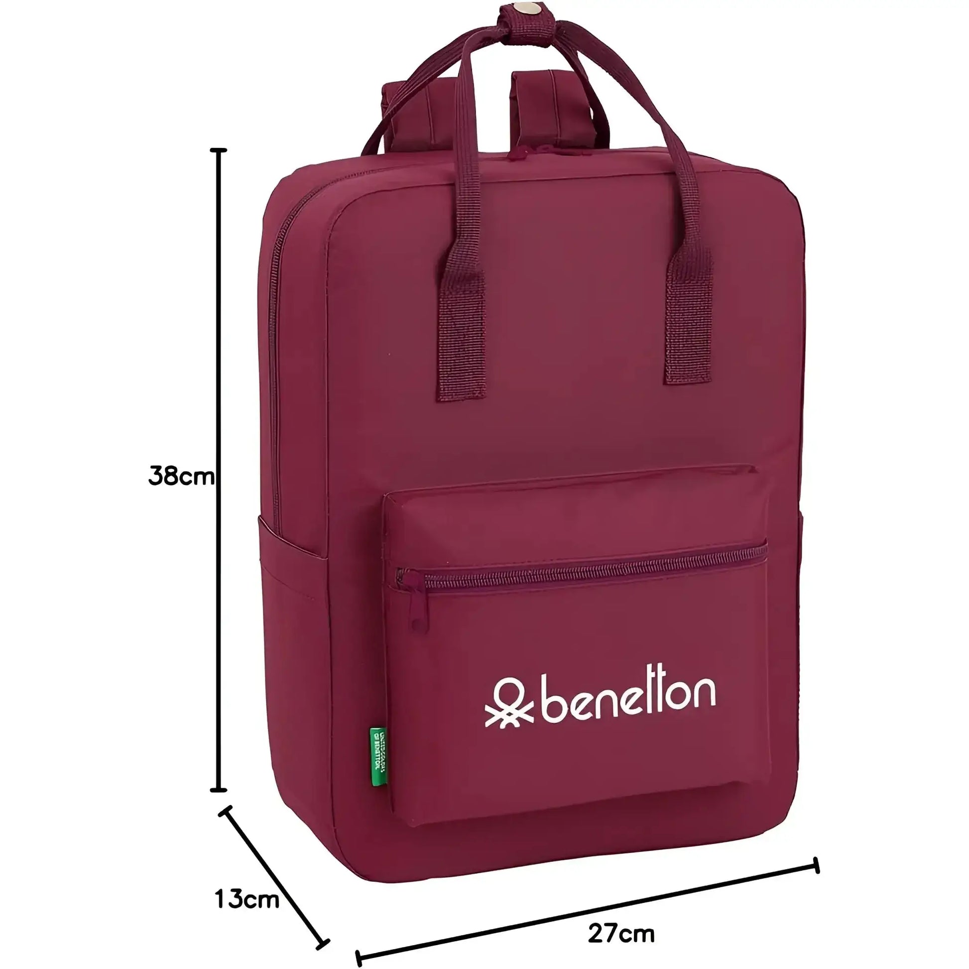 Mochila BENETTON burdeos con asas 27x13x38CM