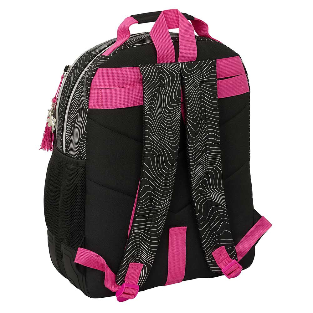Mochila doble adaptable a carro K-POP Demon Hunters - Huntrix ’Energy’ negra 32x15x42cm