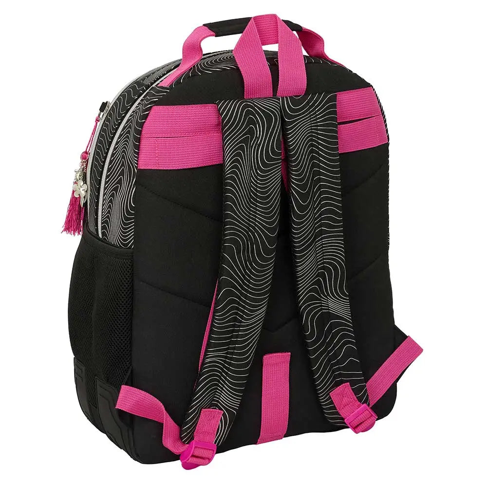Mochila doble adaptable a carro K-POP Demon Hunters - Huntrix ’Energy’ negra 32x15x42cm