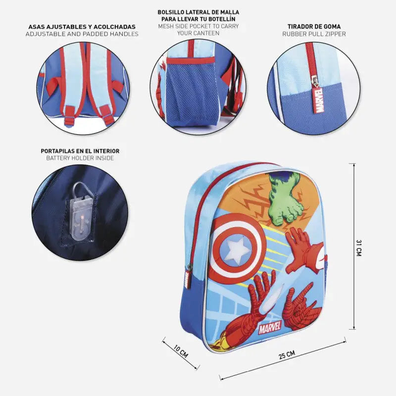 Mochila Escolar Infantil Marvel 3D para Niños – Resistente Cómoda y Diseño Llamativo Perfecta Colegio Uso Diario
