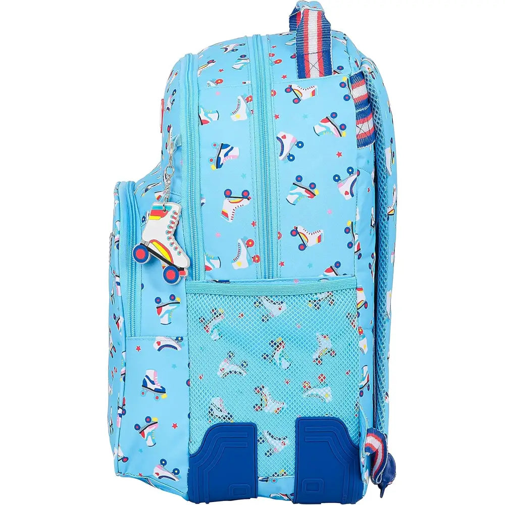 Mochila escolar Safta Moos Roller azul resistente y ligera 32x15x42cm