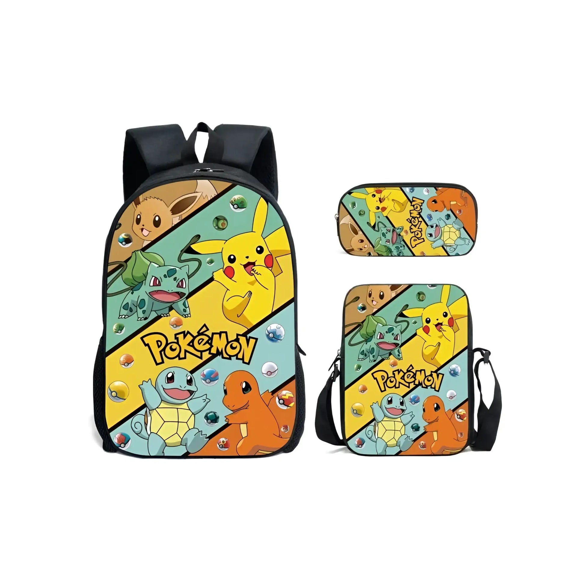 Mochila Escolar Stitch Set 3 Piezas para Niños y Adolescentes—Set de Estuche Bandolera Diseño Dibujos Animados Moda