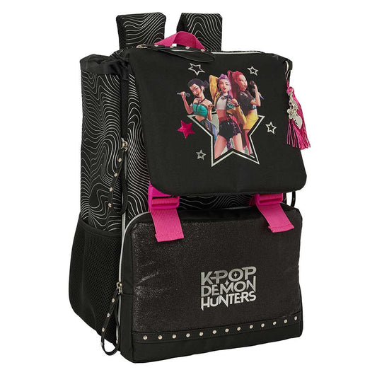 Mochila extensible K-POP Demon Hunters - Huntrix ’Energy’ negra 28,5x15x41cm