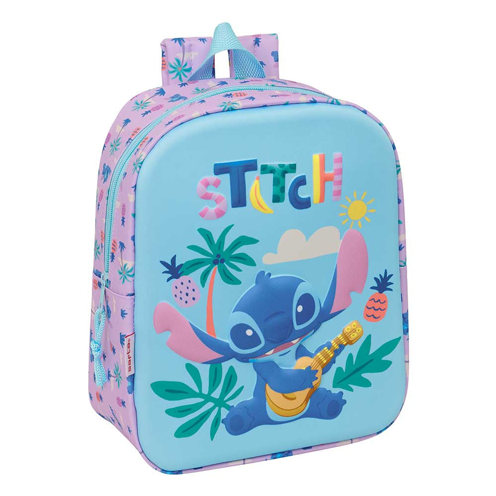 Mochila guardería 3D Stitch ukelele Disney 22x10x27cm