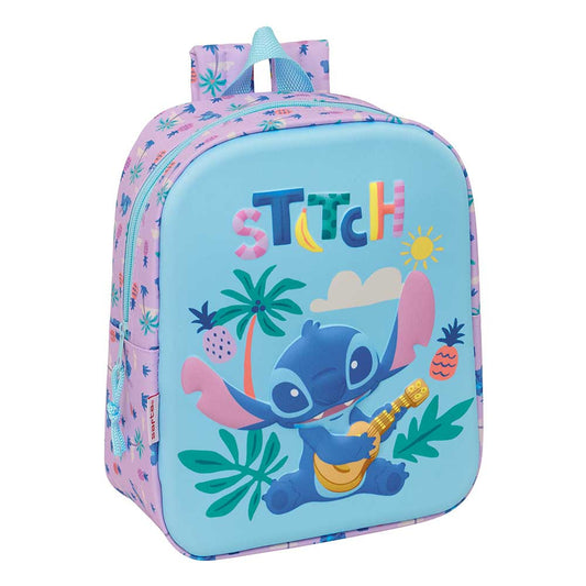 Mochila guardería 3D Stitch ukelele Disney 22x10x27cm