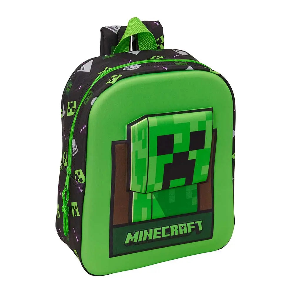 Mochila guardería Minecraft verde 3D 22x10x27cm