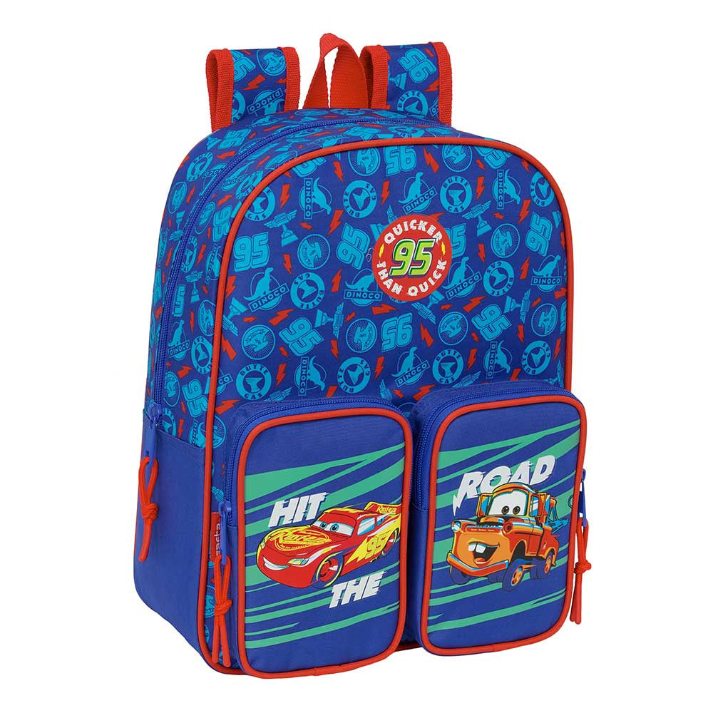 Mochila infantil Cars Rayo McQueen y Mate con bolsillos adaptable a carro 27x10x33cm