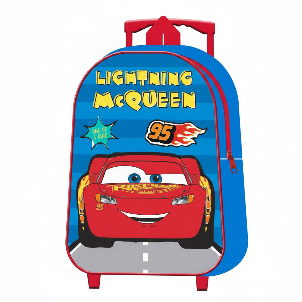Mochila infantil Cars Rayo Mcqueen con ruedas 24x30x8cm