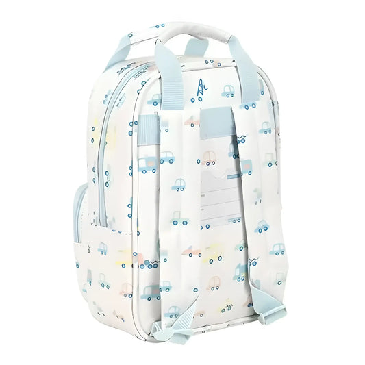 Mochila infantil coches con asas y adaptable a carro 28x20x8CM