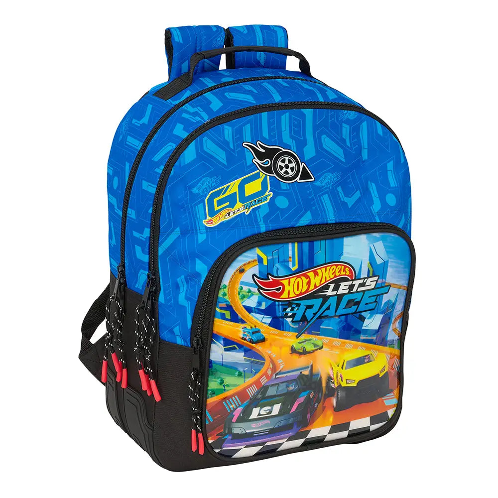 Mochila infantil doble Hot wheels Let´s race adaptable a carro 32x15x42cm