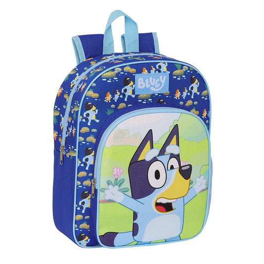Mochila infantil escolar BLUEY 28x10x34cm con bolsillo delantero