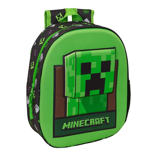 Mochila infantil escolar Minecraft 3D 27x10x33cm
