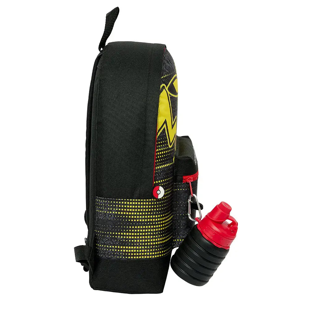 Mochila infantil escolar POKÉMON PIKACHU 39X31X12CM con botella plegable