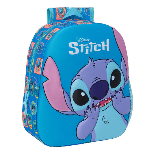 Mochila infantil escolar STITCH 3D 27x10x33cm