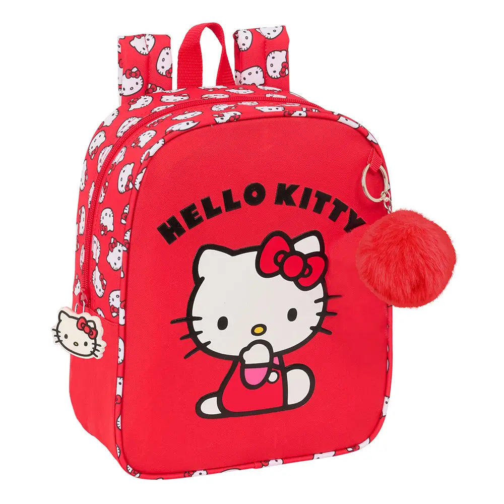 Mochila infantil guardería HELLO KITTY adaptable a carro 22x10x27cm