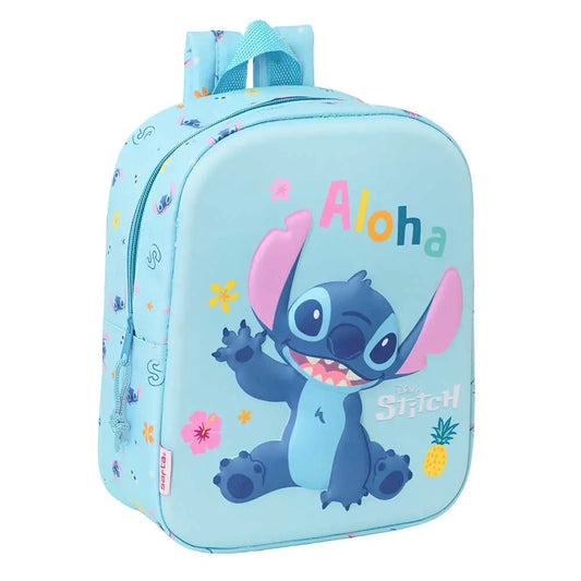 Mochila infantil guardería STITCH ALOHA 3D 22x10x27cm