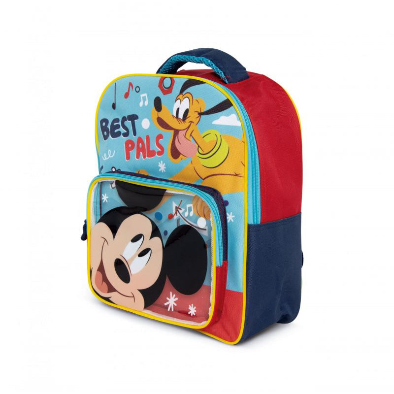 Mochila infantil Mickey Mouse Disney con bolsillo transparente 30x24,5x11cm