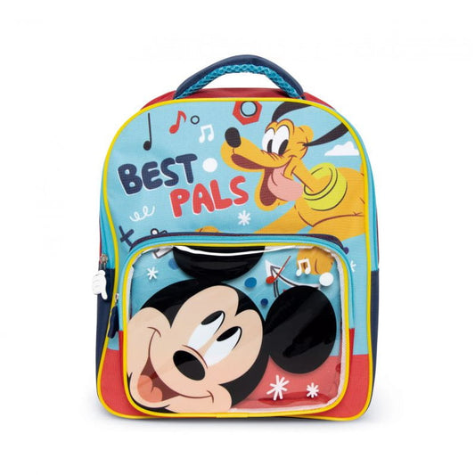 Mochila infantil Mickey Mouse Disney con bolsillo transparente 30x24,5x11cm