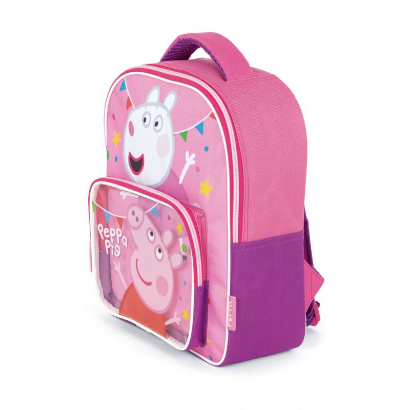 Mochila infantil Peppa Pig con bolsillo transparente 30x24,5x11cm