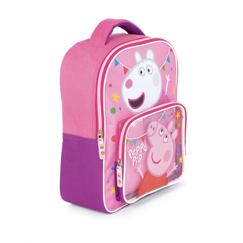 Mochila infantil Peppa Pig con bolsillo transparente 30x24,5x11cm