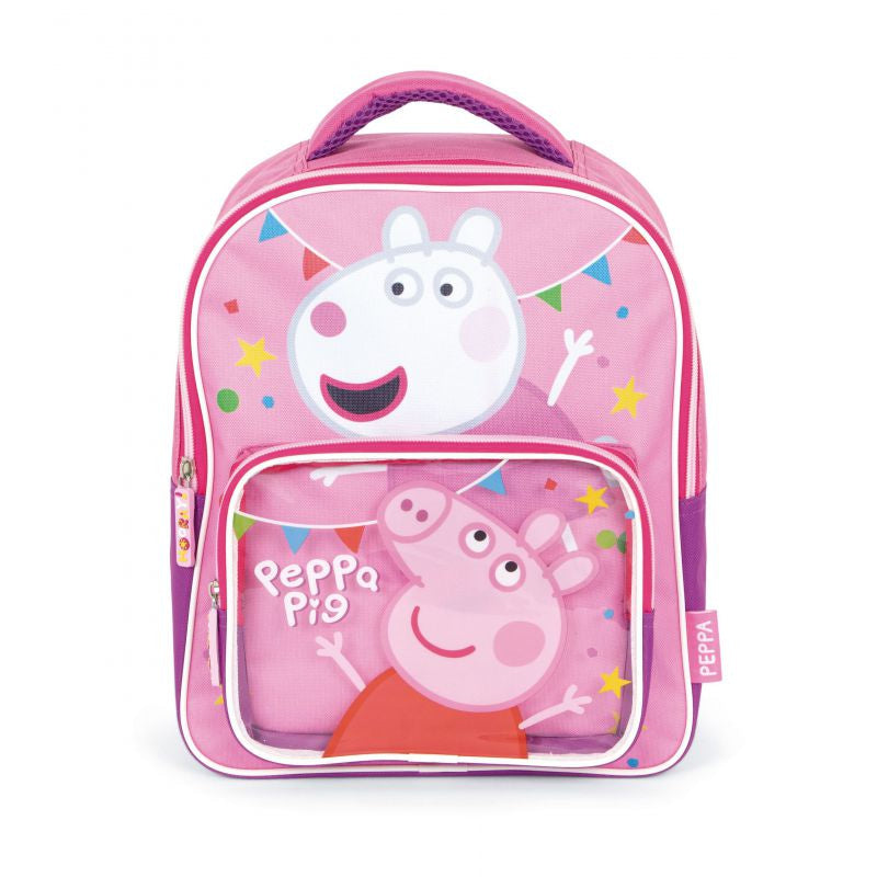 Mochila infantil Peppa Pig con bolsillo transparente 30x24,5x11cm